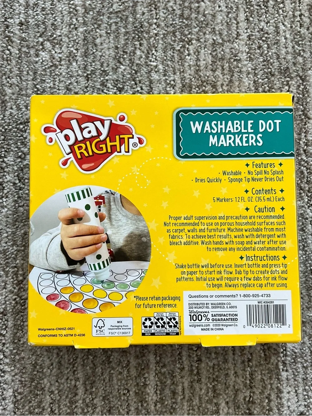 NIB Play Right Washable Dot Markers Set of 5